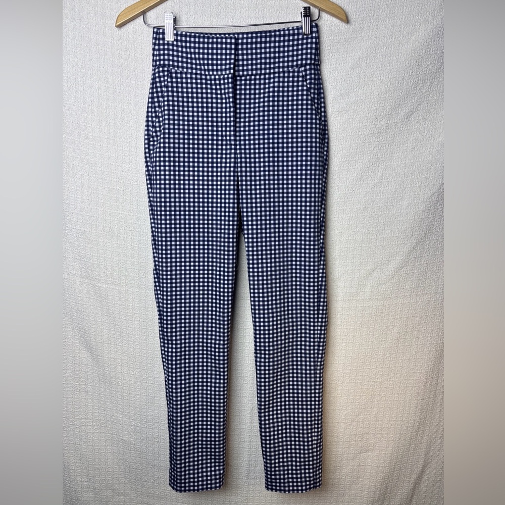 Zara Navy and White Gingham Cropped Jeans‎